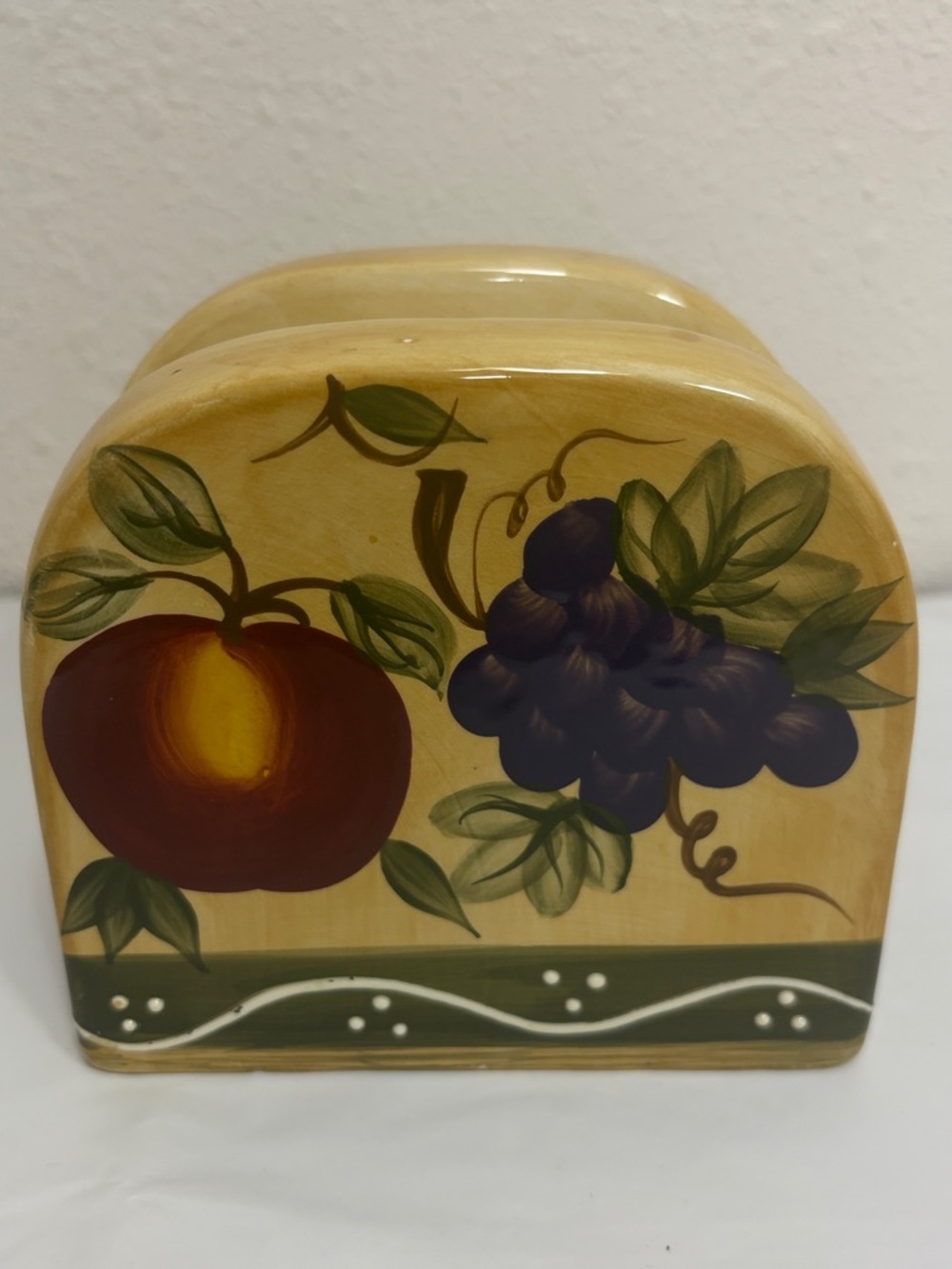 Hand-Painted in China Ceramic Napkin Holder with Fruit Design Casa Vero by Ack